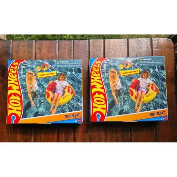 2 Pk Hot Wheels Funboy Double-Sided Tube Pool Float 34" Inflatable Kids Ages 8+ - Picture 1 of 5